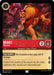An uncommon rarity card featuring Beast - Wounded (103/204) [Ursula's Return], a menacing anthropomorphic lion with a muscular build, clad in red shredded clothing and a golden crown. His aggressive stance and outstretched claws signal danger. Cost 3, strength 2, willpower 6, debuff text: "This character enters play with 4 damage.
