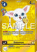 A Digimon promotional card featuring Gatomon [P-120] - P-120 (Digimon Adventure Box 2024) [Promotional Cards], a white Holy Beast creature with large blue eyes and purple-tipped ears and tail. The card has a yellow background, detailing Gatomon's abilities, level 4 status, and in-game effects, including reducing opponent's Digimon DP by 2000.