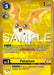 A Patamon [P-122] (Digimon Adventure Box 2024) [Promotional Cards] features Patamon, a small, winged creature with large ears. It has a yellow and white body, displaying wide, expressive eyes and an open mouth. The card details include its level, Digivolve cost, DP, and special abilities against a yellow background marked "SAMPLE.