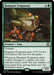 Image of a Magic: The Gathering card named "Rampant Frogantua [Modern Horizons 3 Commander]" from the Modern Horizons 3 set. It has a green border with the mana cost "2G" in the top right. The artwork depicts a giant frog with a person trapped in its mouth. The card text details its abilities, including Trample and special combat effects. Power/Toughness is 3/3