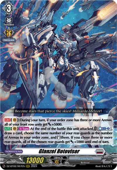 The image is a "CardFight!! Vanguard" trading card from Bushiroad, featuring Clerical Star Demonic Lady, Bifrons (DZ-BT02/006EN) [Illusionless Strife]. The card showcases an illustration of a futuristic, heavily armed robot with glowing blue accents and wings, soaring in the sky amidst a fiery explosion. It also has detailed stats and abilities presented in text boxes.