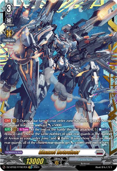 The Bushiroad Clerical Star Demonic Lady, Bifrons (FFR) (DZ-BT02/FFR06EN) [Illusionless Strife] card features a robot-themed futuristic humanoid mech with glowing blue accents set against a starry sky. The card details the character's abilities and stats, including power level and special effects during gameplay from Dark States, with game logos prominently displayed.