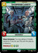 A trading card titled "Enterprising Lackeys (107/262) [Shadows of the Galaxy]" from Fantasy Flight Games. It features three alien characters in futuristic armor holding weapons inside a spaceship corridor. The card has a cost of 4 and stats of 5 attack and 5 health with a special ability to transform into a resource when defeated.