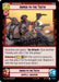 A card from the game "Armed to the Teeth (175/262) [Shadows of the Galaxy]" by Fantasy Flight Games featuring three robotic figures wielding assorted weapons. The card provides game bonuses and stats, such as a 2 cost upgrade, +2 attack, and +0 defense. Additional text details a smuggle ability for strategic play.