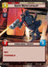 A card titled "Death Watch Loyalist (Hyperspace) (405) [Shadows of the Galaxy]" from Fantasy Flight Games features a Mandalorian trooper in armor, wielding a gun amidst explosions. The card shows stats: cost 3, attack 3, and health 3. It's marked as "Unit" and "Ground" in the upper section.