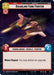 A card from the game "Shadows of the Galaxy" titled "Disabling Fang Fighter (Hyperspace) (435)." It depicts a red spaceship against a starry background. The card, featuring a red unit symbol and score of 3 in the top left corner, has 3 attack power and 2 defense power. The text below reads, "When Played: You may defeat an upgrade." This product is part of Fantasy Flight Games' collection.