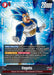 An action-packed Super Rare trading card from Dragon Ball Super: Fusion World featuring Vegeta [Raging Roar] in a battle stance, showcasing his spiky blue hair. The Battle Card displays various stats: Vegeta has 20,000 power and a cost of 3. It also includes two special abilities with descriptions in colored boxes at the lower half, and his name is prominently displayed at the bottom.