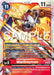 The WarGreymon [BT17-015] [Secret Crisis] Digimon card showcases a dragonkin Digimon adorned with a metal helmet and claws, set against a fiery background. It is a level 6 card with a play cost of 11 and 11,000 DP. The text includes digivolution requirements and effects, while the bottom features a red bar displaying special abilities from the Secret Crisis series.