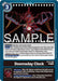 The image showcases a Digimon card titled "Doomsday Clock [BT17-100] [Secret Crisis]." It depicts a fierce red, mechanical dragon with large wings, claws, and an overlaid clock. The card is bordered in blue and contains text describing its effects, with the word "SAMPLE" prominently stamped in large white letters across it.