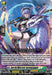 A Bushiroad "Azure Sky White Scale, Aspronia&Sapphira" (DZ-SS01/014EN) from the Festival Booster 2024 series features a fantasy trading card of a female warrior with white hair, clad in blue and silver armor, wielding a spear. She stands beside Cosmo Dragon, a large white dragon with blue accents. This Triple Rare Card showcases vibrant colors, detailed artwork, and various stats and abilities.