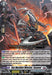 A futuristic alien mech with blade-like arms stands amidst a chaotic, lightning-stricken environment. The card "Aux Machine Monster, Savoied (DZ-SS01/Re14EN) [Festival Booster 2024]" from Bushiroad features a 10000 power rating and intricate design elements. As part of the Brandt Gate Festival Booster 2024 collection, it includes details about the "Order Zone" and research card effects.