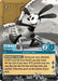 Oswald - The Lucky Rabbit (6) [D23 Promos] from Disney features Oswald standing on train tracks and holding a wrench, with a wide smile on his face. The card text describes his "Favorable Chance" ability, which reveals the top card of your deck when an item is inkwelled. The background showcases a cloudy sky with blue and grey hues.