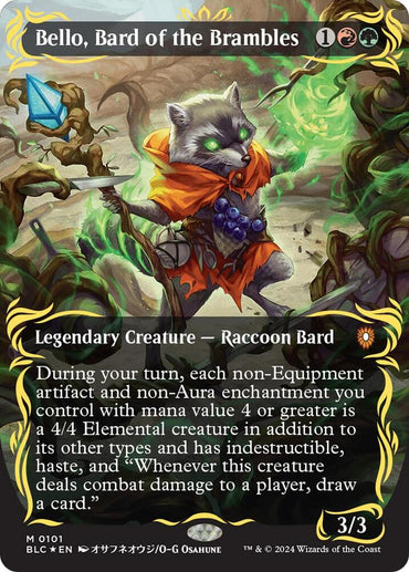 Bello, Bard of the Brambles (Borderless) (Raised Foil) [Bloomburrow Commander]