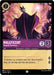 A Disney Lorcana trading card titled Maleficent - Vengeful Sorceress (54/204) [Shimmering Skies] features an illustration of Maleficent adorned in her iconic horns and robe, standing menacingly among thorny vines under shimmering skies. The card details include a cost of 2, attack and defense stats of 2/2, and flavor text starting with "Evidently my invitation...".