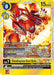 The Ace Digimon card, titled ShineGreymon: Burst Mode ACE [BT17-041] [Secret Crisis], is a Super Rare card from the Digimon brand. It features a formidable red-and-gold armored Digimon with energy glowing in its hand against a yellow border. The card boasts a DP of 15000, has a play cost of 8, and includes several powerful abilities such as "Digivolve," "Counter," and "Overflow.