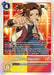 This is an image of a Digimon TCG card, Marcus Damon [BT17-087] [Secret Crisis], featuring a Tamer with short brown hair and a red and white jacket. The card, part of the Secret Crisis set, has a cost of 4 to play and includes abilities like "On Play" and "All Turns." Its rarity is identified as 03.