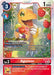 Introducing the Digimon Agumon [BT17-007] [Secret Crisis Pre-Release] game card! This vibrant yellow level 3 card showcases Agumon cheerfully holding a fruit basket. It features a DP value of 1000, detailed Digivolve conditions, and various in-game effects and rules. Labeled with the code BT7-007, this exclusive card is perfect for pairing with a Tamer in your deck.