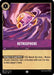 A Disney Lorcana card titled "Retrosphere (64/204) [Shimmering Skies]" showcases a glowing sphere with purple and pink hues in a swirling vortex. This item card, costing 1, boasts the "Extract of Amethyst" ability, allowing you to banish it to return a chosen character, item, or location with a cost of 3 or less.