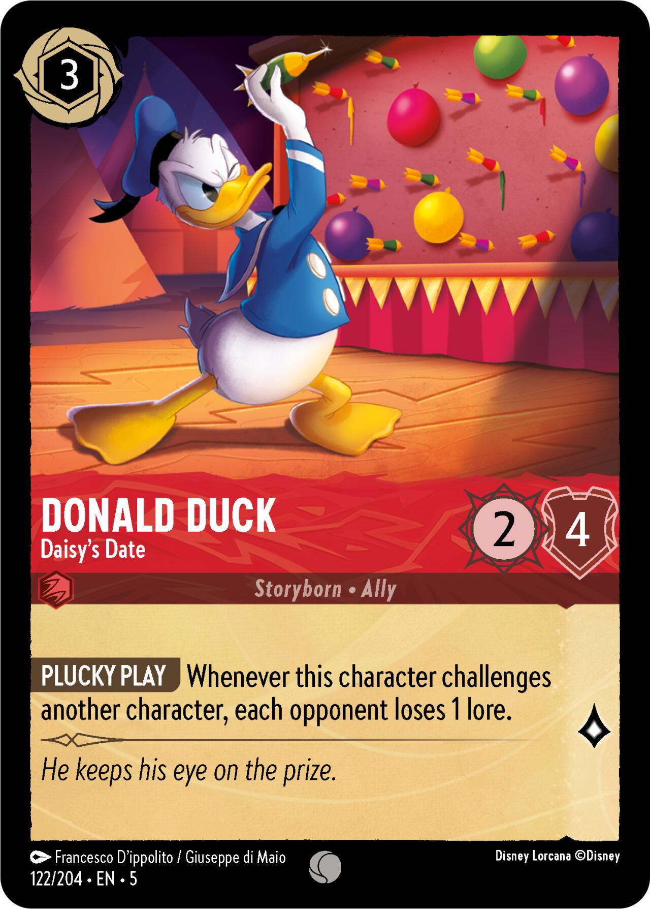 A Disney trading card from the Lorcana series features 