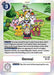 The Gennai [BT14-088] card, from the Secret Crisis: Movie Memorial Pack of the Digimon brand, is classified as a Tamer with a cost of 3. The card features actions and security effects in its text. Depicted above Gennai are seven Digimon—including Agumon and Biyomon—making this Tamer card essential for managing any Secret Crisis.