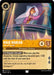 The Disney Lorcana product "Maid Marian - Lady of the Lists (22/204) [Shimmering Skies]" features Maid Marian in a white and pink hooded dress. This uncommon card requires 6 ink to play, possesses 4 strength and 5 willpower, and has an ability that reduces an opposing character's strength by 5 until the next turn.