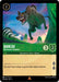 The Disney Lorcana trading card "Banzai - Gluttonous Predator (80/204) [Shimmering Skies]" features a rare depiction of a hyena named Banzai with a mischievous grin, leaping against a backdrop of vibrant, shimmering skies. This card has attributes of 2 cost, 3 strength, and 2 willpower. The caption reads, "He won't turn down a quick bite before dinner.