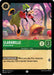 A card from the Disney Lorcana game, named Clarabelle - Clumsy Guest (86/204) [Shimmering Skies], features the character Clarabelle Cow clumsily tripping and dropping a basket of apples. This card has a cost of 1, an attack of 1, and a defense of 2. It also includes the ability "Butterfingers.