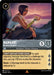 A Disney Lorcana trading card features Namaari, Resolute Daughter (182/204) from the Shimmering Skies set. She is seated outdoors at dusk, examining a glowing object in her hand. The rare card shows her stats: 9 cost, 5 power, and 5 toughness. The ability reads: "I Don't Have Any Other Choice - For each opposing character banished in a challenge this turn, you pay 2 less to.