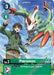 A digital promotional card named "Pteromon [P-131] (Digimon Liberator Promotion) (Textured)" from the Digimon brand showcases a young person in a green jacket holding a Digivice, standing beside a winged, bird-like Digimon adorned with green, red, and white feathers. This promo card features several stats, including a level of 3, 1000 DP, and possesses a special ability to suspend an opponent's Digimon.