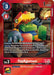 A Digimon card featuring ToyAgumon, a LEGO-like, multicolored toy dinosaur made from various building blocks. The predominantly red card details critical game stats: "Play: 3," "Digivolve Cost: Lv. 2, 0," and "DP: 1000." It's part of the Digimon LIBERATOR set and is numbered EX7-008.