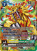 The vibrant Digimon trading card, SaberLeomon ACE [EX7-029] (Alternate Art) from the Digimon LIBERATOR series, showcases the Super Rare "SaberLeomon Ace." It features a blue play cost icon with numbers 7 and 12,000 DP, displaying SaberLeomon in a fierce roar. This card highlights its mechanical mane amid an energetic blend of red and yellow hues, capturing the essence of ancient animal strength.