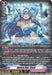 Aurora Star, Coral (DZ-LBT01/002EN) from the Start Up Trial Deck: Lyrical Monasterio, published by Bushiroad, is illustrated as an anime-style card character with long blue hair and matching eyes. Dressed in a light blue outfit adorned with star accessories, this Triple Rare card highlights her abilities such as power boosts and card drawing effects. Additionally, she showcases impressive stats with a 13000 grade and a critical level of 1.