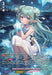 The trading card, "Constellate Solace, Mediell (DZ-LBT01/LSR02EN)", from Bushiroad's Start Up Trial Deck: Lyrical Monasterio series, portrays an elf-like character with long green hair, adorned in a white dress and hair accessories. She is encircled by blue floating crystals and small animal figures, with a power level of 13000. This Lyrical Special Rare card includes detailed information and abilities beneath the illustration.