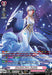 Introducing the Absolute Zero, Sagitta (DZ-LBT01/SR01EN) card from the Start Up Trial Deck: Lyrical Monasterio by Bushiroad. This Cardfight!! Vanguard card features an angelic figure with blue wings, silver hair, and a flowing white garment accented with gold and blue details. Set against a starry background, she embodies the celestial spirits of Lyrical Monasterio. The card's stats and abilities are displayed at the bottom for easy reference.