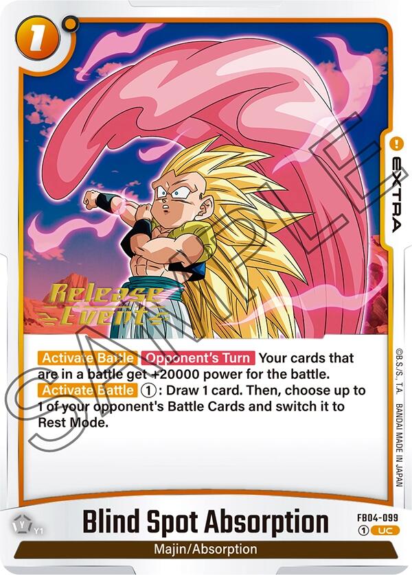 This Dragon Ball Super: Fusion World trading card portrays an anime character with spiky golden hair and a muscular build, clad in black and orange. It features the 