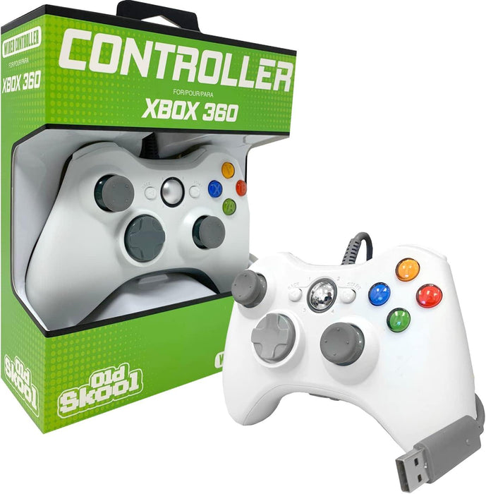 Old Skool Wired USB Controller for PC & Xbox 360 - White