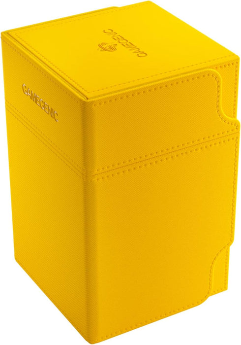 Gamegenic Watchtower 100+ XL Convertible Deck Box | Double-Sleeved Card Storage | Card Game Protector | Nexofyber Surface | Holds Up to 100 Cards | Yellow Color |