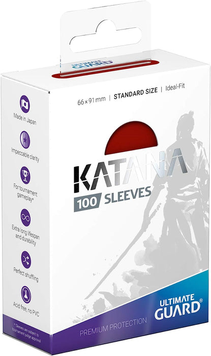 Ultimate Guard Katana Card Sleeves, 100 Standard Size TCG Sleeves, 66 x 91mm, Red Back