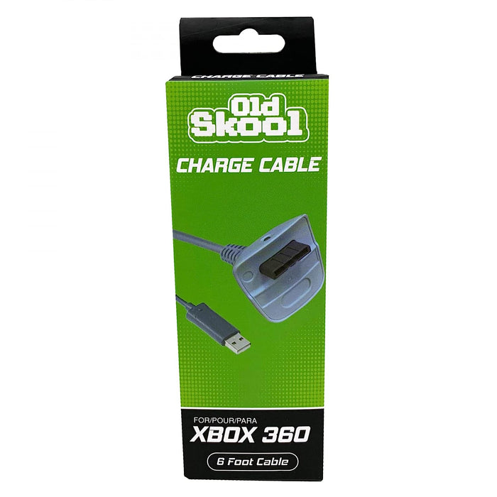 Old Skool Wireless Controller Charging Cable Compatible with Microsoft Xbox 360 White