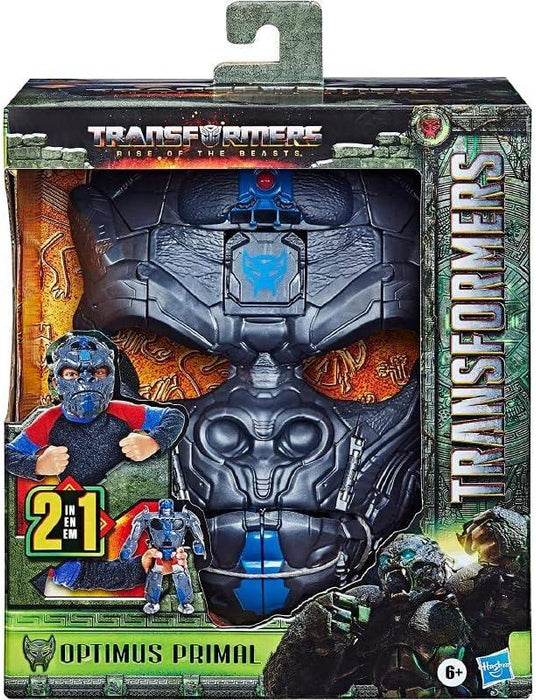 Transformers Rise of the Beasts Movie Optimus Primal, 2-in-1 Converting Roleplay Mask Action Figure