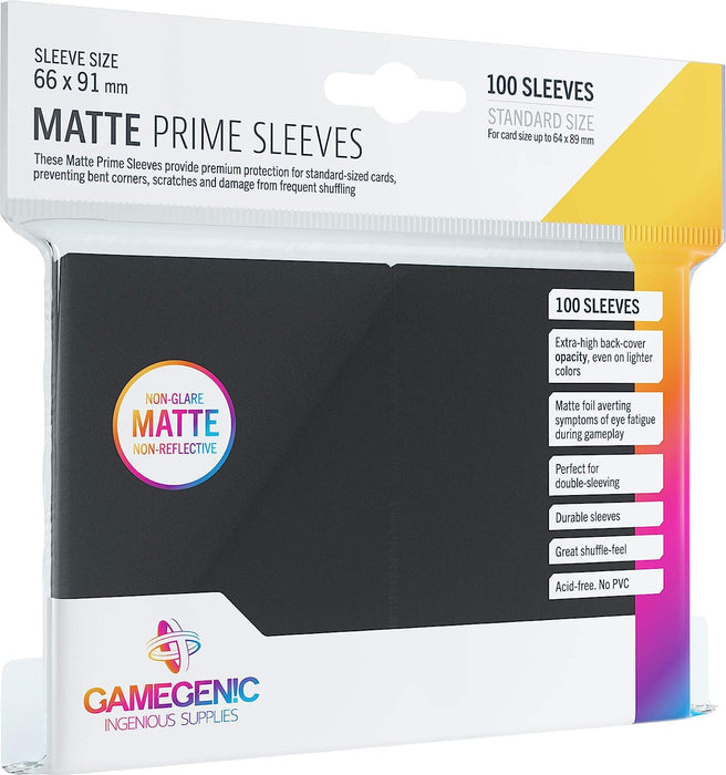 Game Genic Matte Prime Standard-Sized Black Card Sleeves | 100 Pack