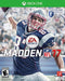 Cover of the football simulation game Madden 17 for Xbox One. The cover features a football player in a Patriots uniform mid-action, wearing number 87. The EA Sports logo is prominently displayed above the game's title. The NFL and NFLPA logos are also visible. The game is rated E for Everyone by Everything Games.