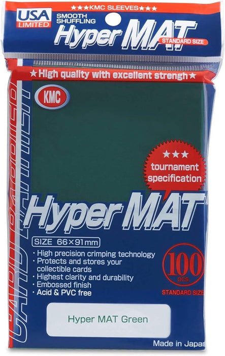 KMC Hyper Matte Green 100-count Standard Size Sleeves Pack