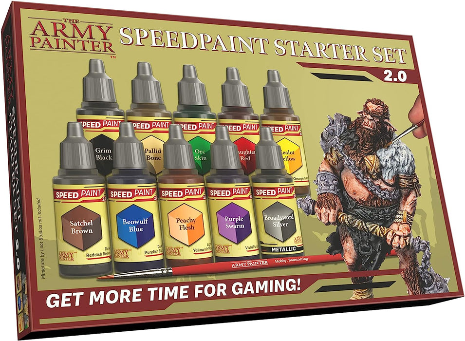 The Army Painter Speedpaint Starter Set 2.0-10x18ml Speed Model Paint Kit Pre-Loaded with Mixing Balls and 1 Brush- Base, 1 Painting Guide - Model Paint Set for Plastic Models