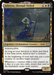 The artwork on the Magic: The Gathering Mythic Rarity card, Athreos, Shroud-Veiled from the Duskmourn: House of Horror Commander set, features a legendary enchantment creature depicted as a powerful figure wrapped in a shroud of stars and holding a glowing staff. Athreos appears to stand amidst a cloudy, twilight sky. The card's borders and text are styled in gold and black.