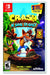 The cover of the Everything Games product "Crash Bandicoot N Sane Trilogy (Copy)" features Crash Bandicoot jumping with a thumbs-up. Text highlights "Original 3 Games Remastered" and "2 Bonus Levels Included." Rated E10+ by ESRB, this remastered collection is also available on PS4. Published by Activision.