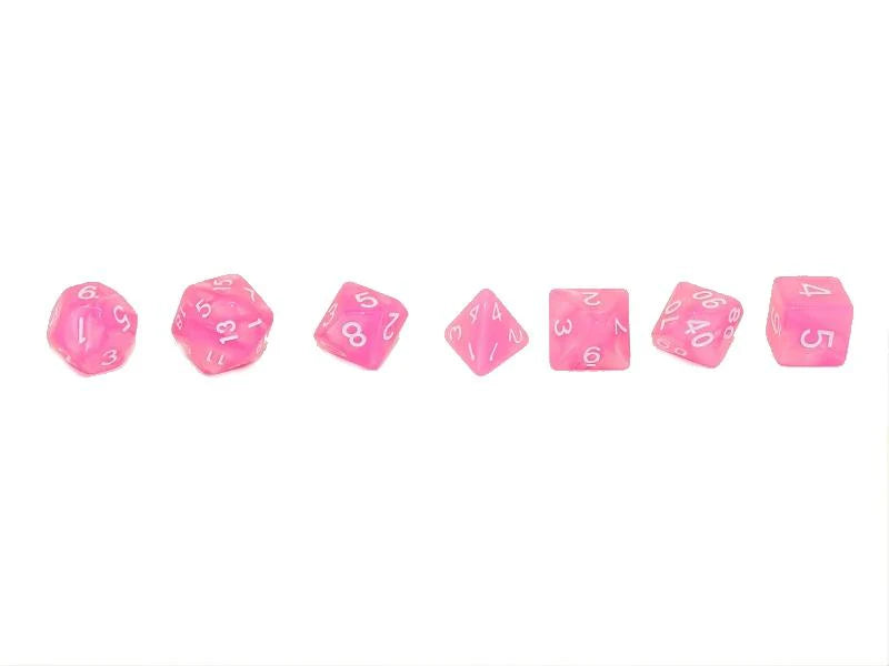 Pink Marble Dice Collection - 7 Piece Set