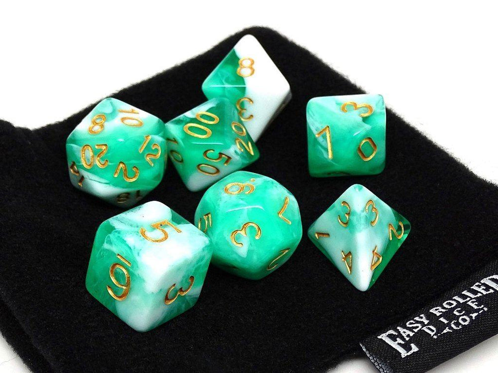 Mint Swirl Dice Collection - 7 Piece Set