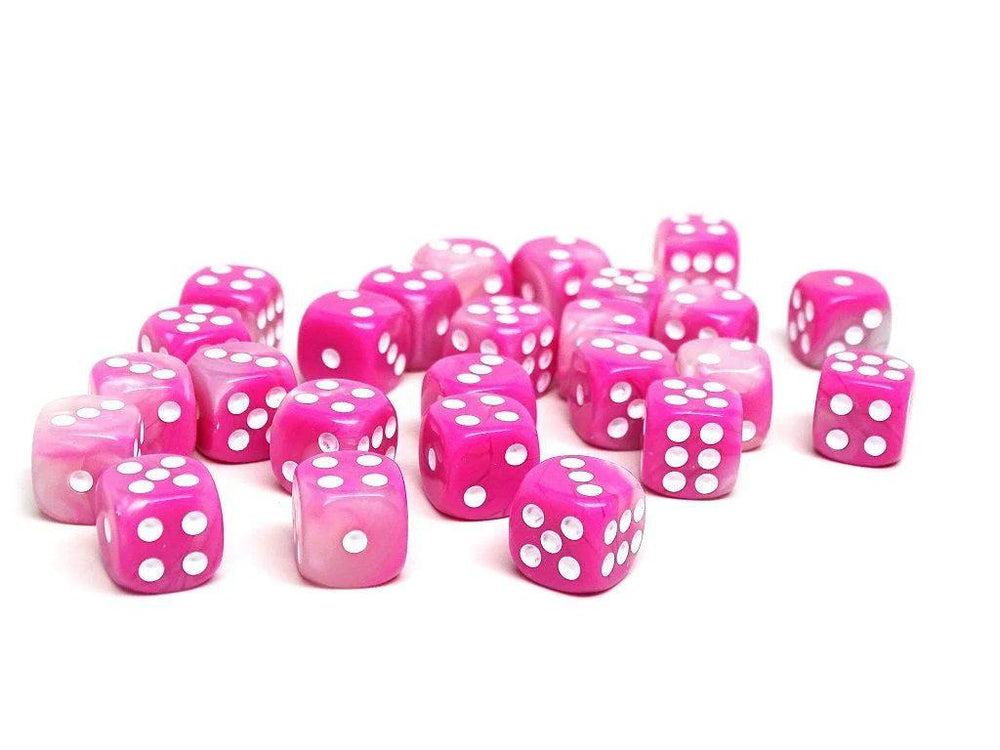 12mm D6 Dice - Pink Opal - 25 Count Bag