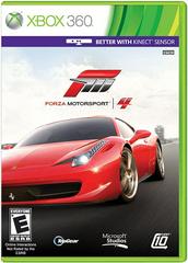 The Forza Motorsport 4 cover for Xbox 360 features a red sports car on the road, with the Xbox 360 logo and 